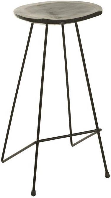 J-Line barstoel Teak hout|ijzer zwart