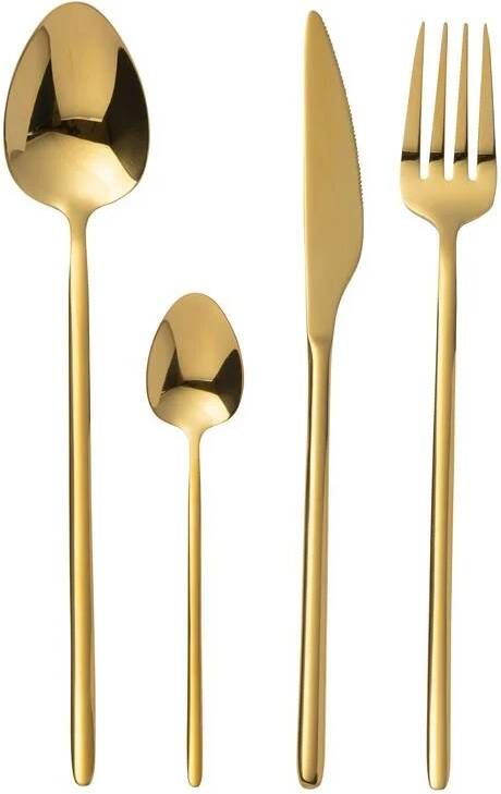 J-Line bestek roestvrij staal blinkend goud box van 24 stuks