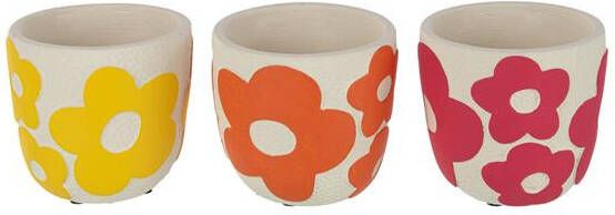 J-Line bloempot Bloem cement mix small 3 stuks Ø 11 cm