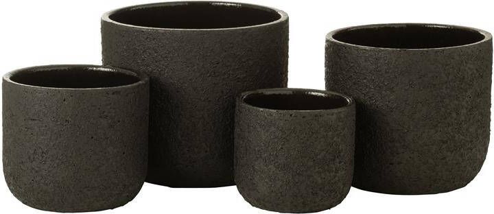 J-Line bloempot Ruw keramiek zwart extra large Ø 24 cm
