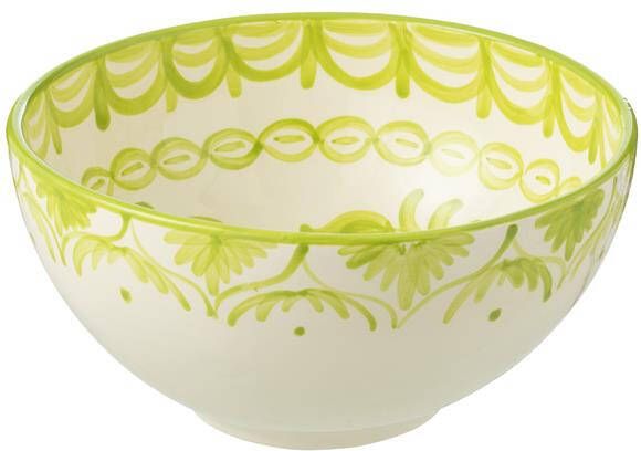 J-Line Bowl Granada High Ceramic White|Green Large