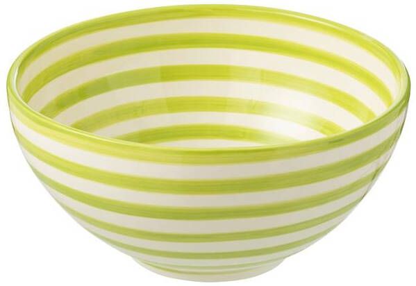 J-Line Bowl Granada Stripes High Ceramic White|Green Large