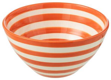 J-Line Bowl Granada Stripes High Ceramic White|Orange Medium