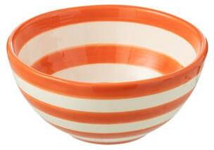 J-Line Bowl Granada Stripes High Ceramic White|Orange Small