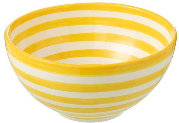 J-Line Bowl Granada Stripes High Ceramic White|Yellow Large