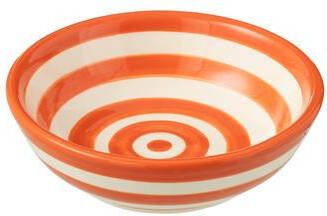 J-Line Bowl Granada Stripes Low Ceramic White|Orange Small