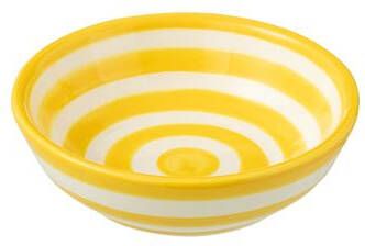 J-Line Bowl Granada Stripes Low Ceramic White|Yellow Small