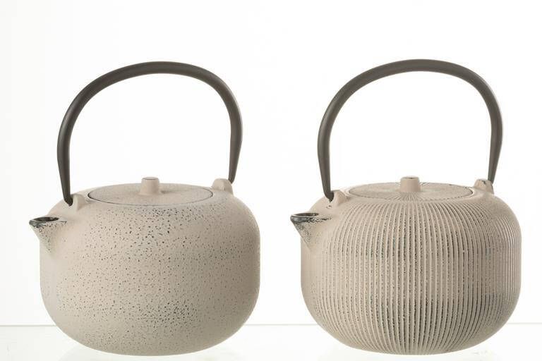 J-Line Doos 1 Theekop Metaal Beige Assortiment Van 2