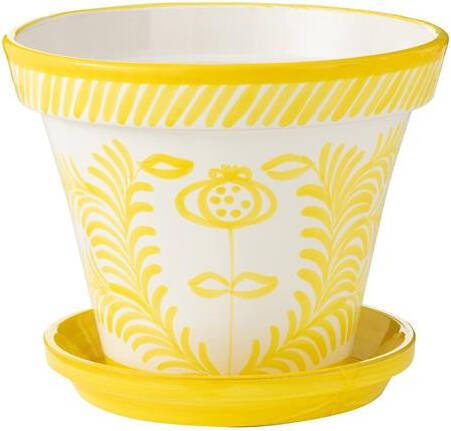 J-Line bloempot Granada Handmade + Painted keramiek geel extra large Ø 50 cm