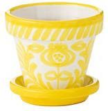 J-Line bloempot Granada Handmade + Painted keramiek geel extra small Ø 17 cm