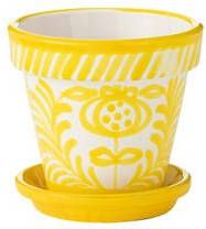 J-Line bloempot Granada Handmade + Painted keramiek geel small Ø 21 cm