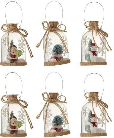 J-Line Hanger Fles Kerstfiguur Glas Klaar Assortiment Van 3
