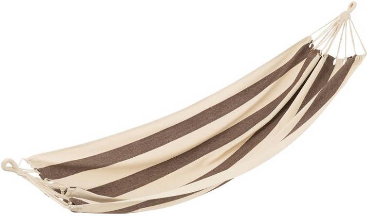 J-Line Hangmat Brede Strepen Katoen|Polyester Donker Bruin|Ecru