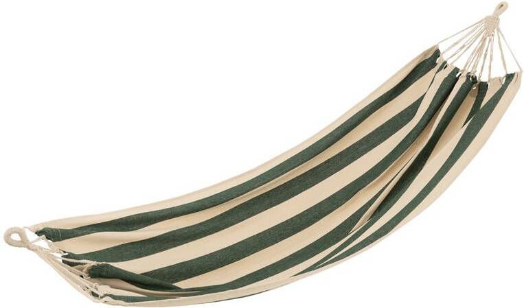 J-Line hangmat Brede Strepen katoen|polyester donkergroen|ecru