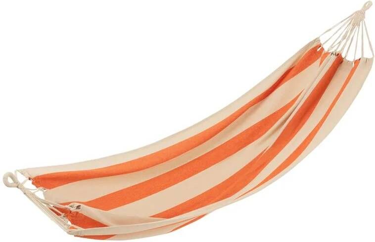J-Line hangmat Brede Strepen katoen|polyester oranje|ecru
