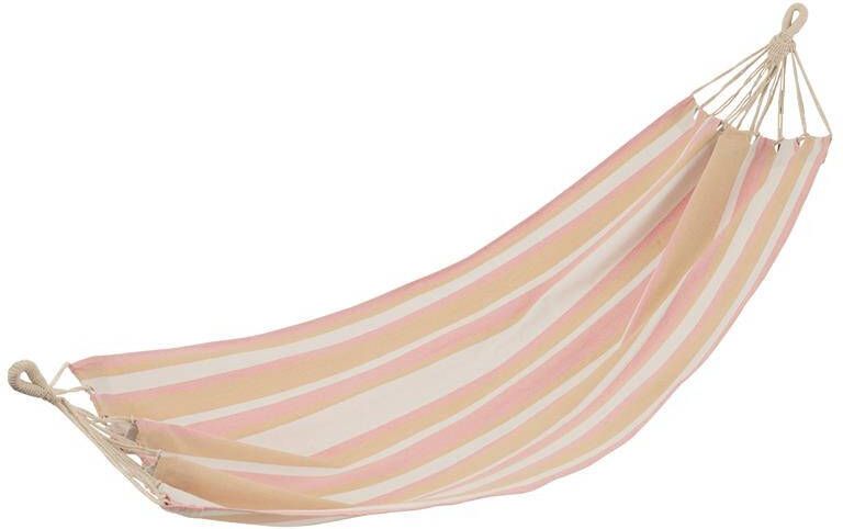 J-Line hangmat Strepen katoen|polyester wit|beige|lichtroze
