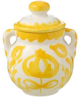 J-Line Jar Granada Ceramic White|Yellow