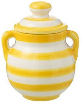 J-Line Jar Granada Stripes Ceramic White|Yellow