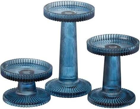 J-Line kaarshouder Nelly glas blauw 3 stuks