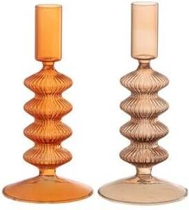 J-Line Kaarshouder Ribbel Glas Oranje Mix Assortiment Van 2