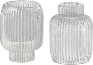 J-Line Kaarshouder|T-Lichthouder Rib Glas Parelmoer Transparant