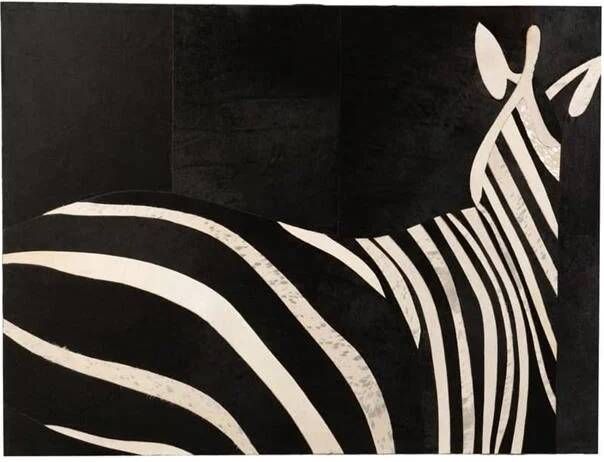 J-Line Kader Rechthoek Zebra Leder Zwart Wit 120x90 CM