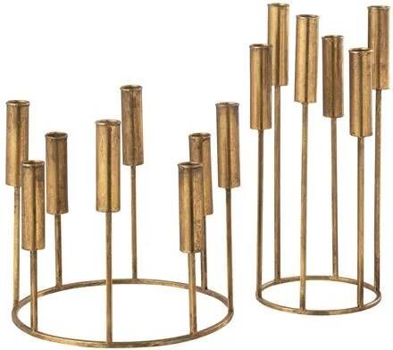 J-Line kandelaar Pierre ijzer goud 2 stuks