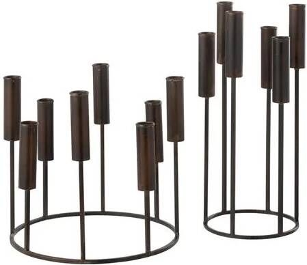 J-Line kandelaar Pierre ijzer zwart 2 stuks