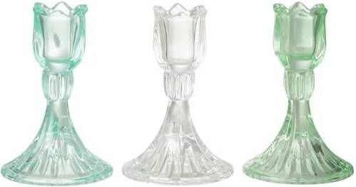J-Line kandelaar Tulp Koud glas mix 3 stuks