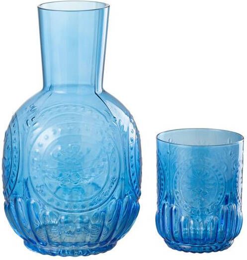 J-Line Karaf+Glas Maya Glas Blauw