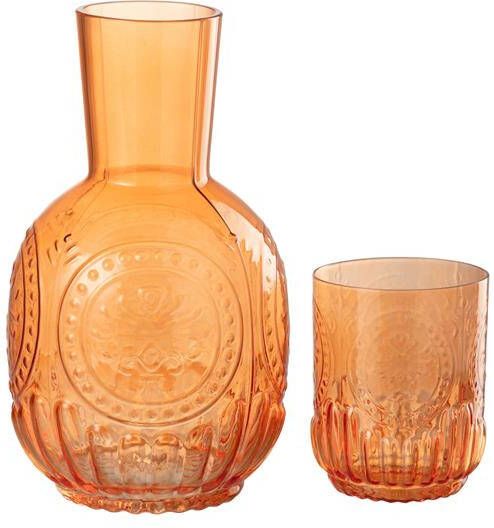 J-Line karaf + glas Maya glas oranje