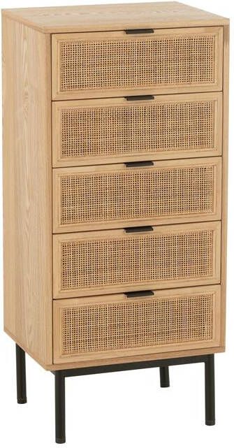 J-Line kast 5 Lades hout|metaal naturel|zwart