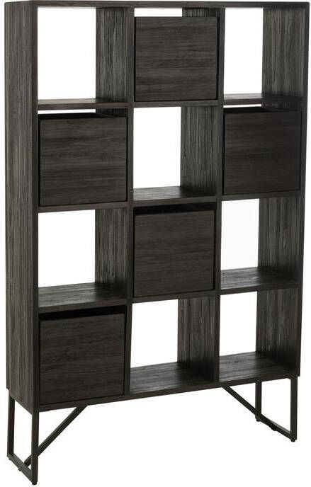 J-Line kast Met Lades gerecycleerd hout zwart