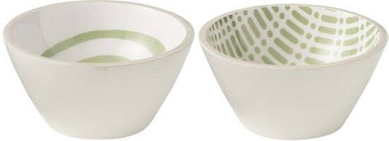 J-Line kom hout groen|wit medium 2 stuks