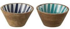 J-Line kom Stralen hout blauw|wit extra small 2 stuks