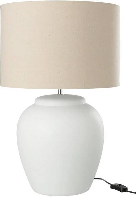J-Line Lamp Meli + Kap Keramiek Linnen Wit Large 41x41x60cm