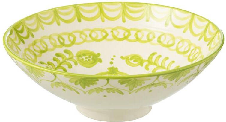 J-Line Lebrillo Bowl Granada Ceramic White|Green