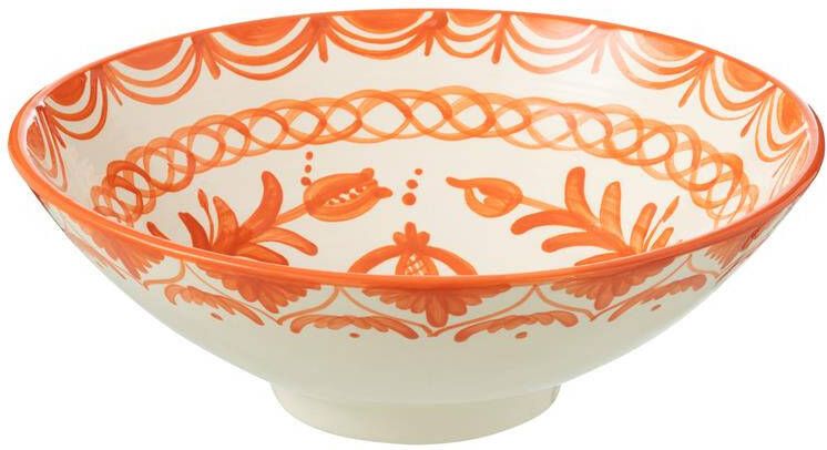 J-Line Lebrillo Bowl Granada Ceramic White|Orange
