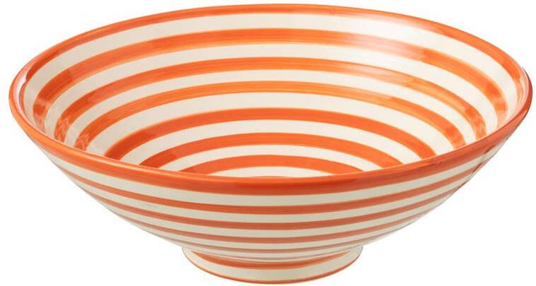 J-Line Lebrillo Bowl Granada Stripes Ceramic White|Orange