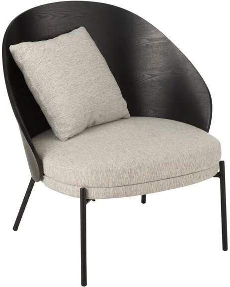 J-Line loungestoel Lone hout|metaal zwart|grijs