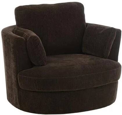 J-Line Loungestoel Swiv Populierenhout schuim Donker Bruin 109x100x89cm
