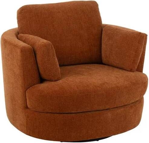 J-Line Loungestoel Swiv Populierenhout|schuim Roest 109x100x89cm