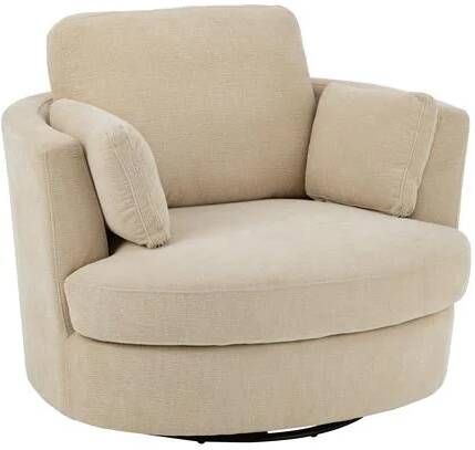 J-Line Loungestoel Swiv Populierenhout|schuime Beige 109x100x89cm