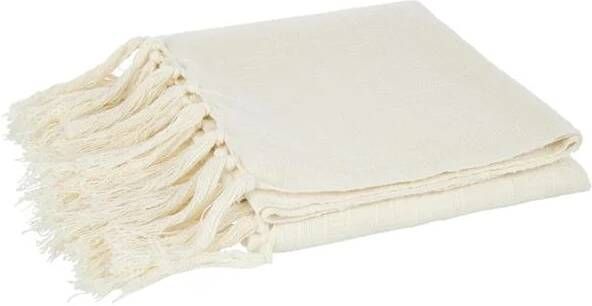 J-Line plaid Franjes katoen ecru 180 x 130 cm