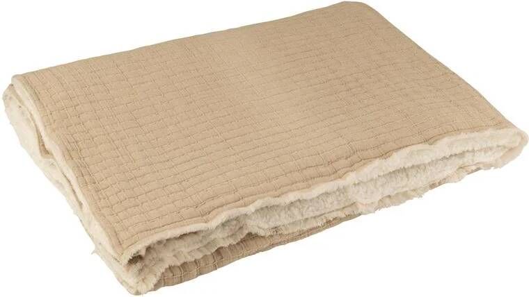 J-Line plaid Teddy Strepen Stiksel katoen|polyester beige