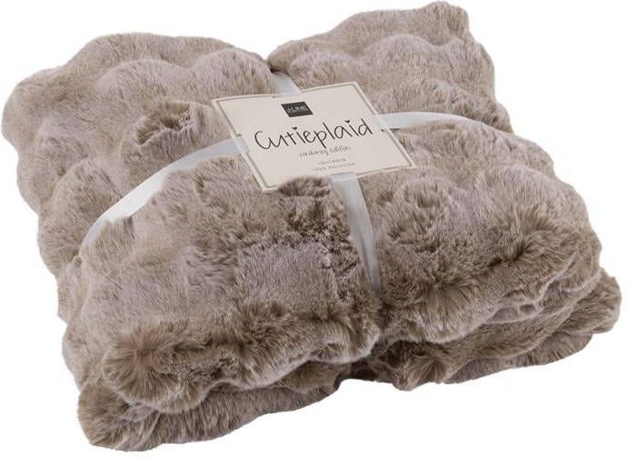 J-Line plaid Wave polyester taupe 180 x 130 cm