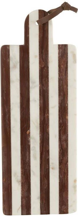 J-Line Rechthoek Streep Marmer snijplank steen wit| bruin