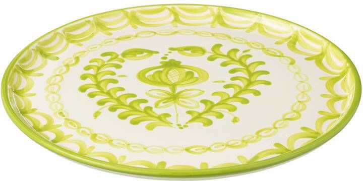 J-Line Plate Granada Ceramic White|Green