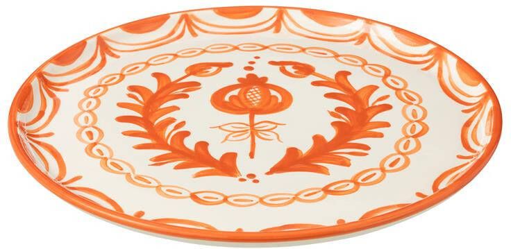 J-Line Plate Granada Ceramic White|Orange