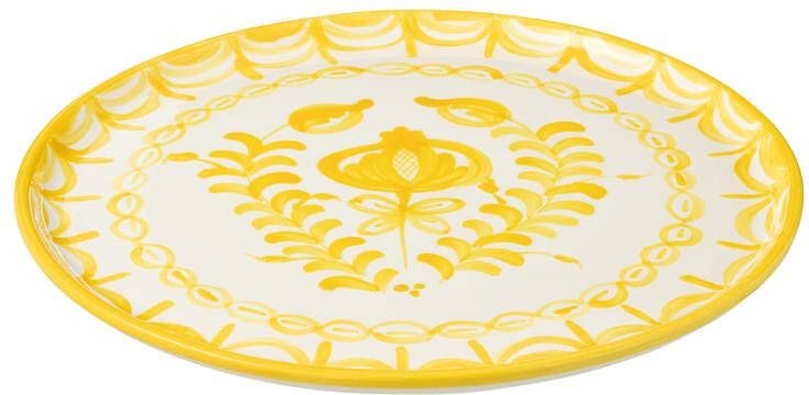 J-Line Plate Granada Ceramic White|Yellow
